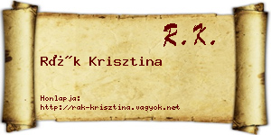 Rák Krisztina névjegykártya