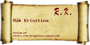 Rák Krisztina névjegykártya